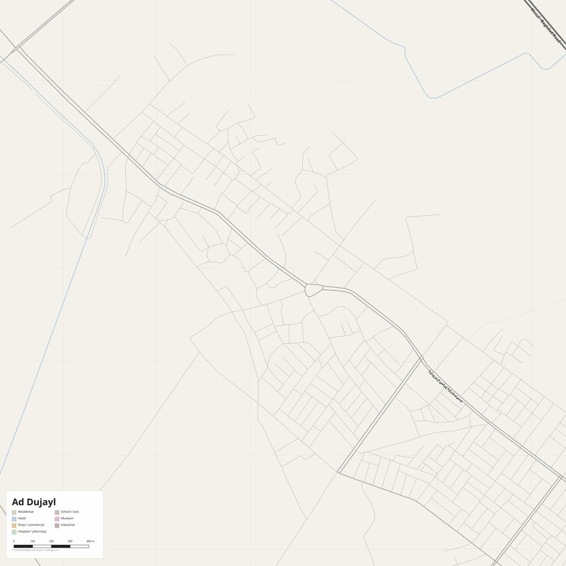 Ad Dujayl Map PDF — Printable Street Map Poster with House Numbers