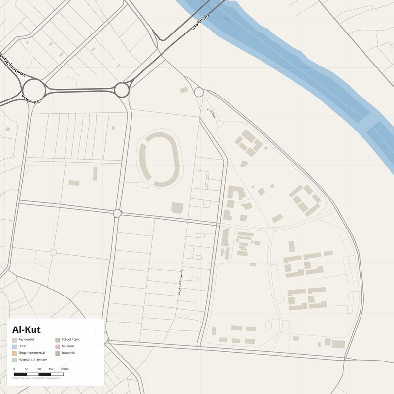 Al-Kut Map PDF — Printable Street Map Poster with House Numbers