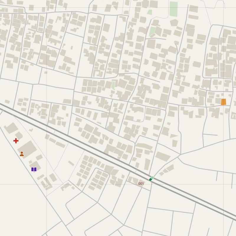 Al Madīnah map with house numbers, hospitals, police and fire stations — printable PDF, Iraq