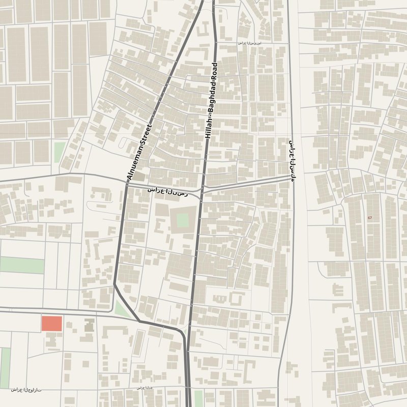 Al Maḩmūdīyah street map with house numbers — printable address map PDF, Iraq