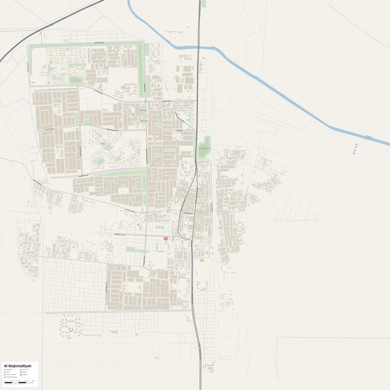 Al Maḩmūdīyah Map PDF — Printable Street Map Poster with House Numbers
