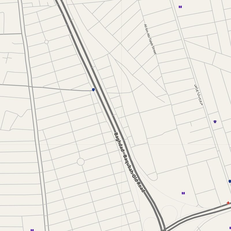 Baqubah map with house numbers, hospitals, police and fire stations — printable PDF, Iraq