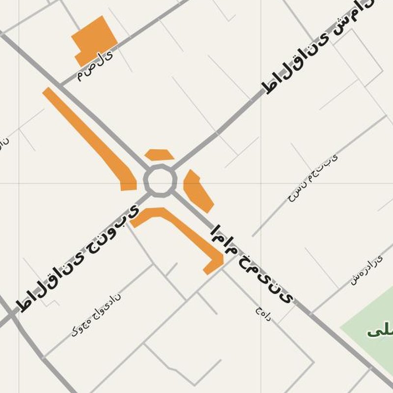 Abadeh map with house numbers, hospitals, police and fire stations — printable PDF, Iran