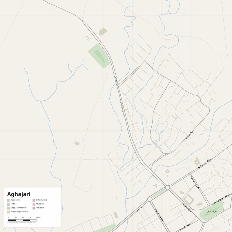 Aghajari Map PDF — Printable Street Map Poster with House Numbers