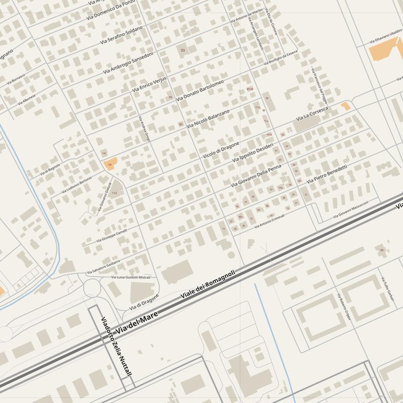 Acilia-Castel Fusano-Ostia Antica street map with house numbers — printable address map PDF, Italy