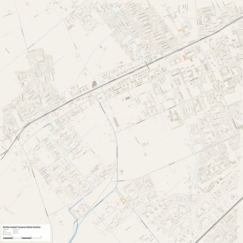 Acilia-Castel Fusano-Ostia Antica Map PDF — Printable Street Map Poster with House Numbers