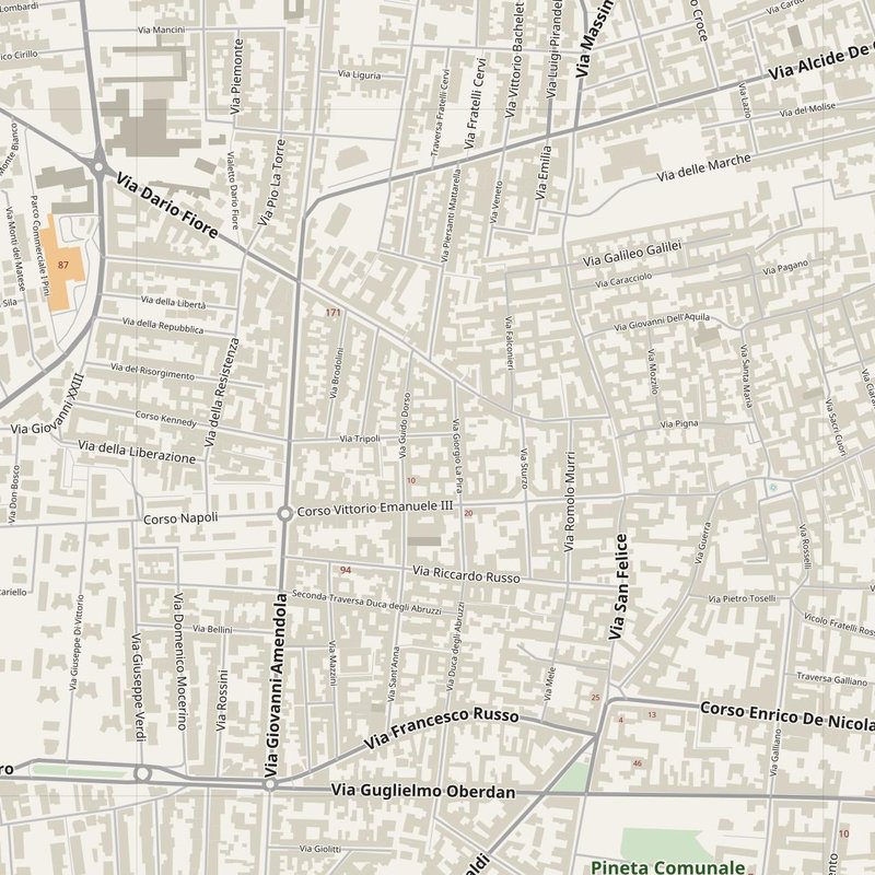 Afragola street map with house numbers — printable address map PDF, Italy