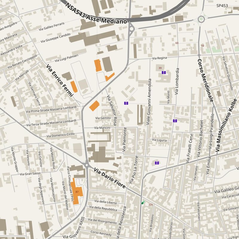 Afragola map with house numbers, hospitals, police and fire stations — printable PDF, Italy