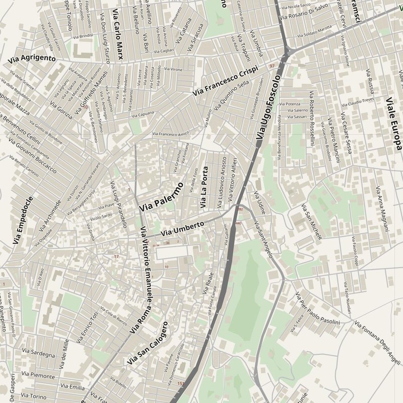 Agrigento street map with house numbers — printable address map PDF, Italy