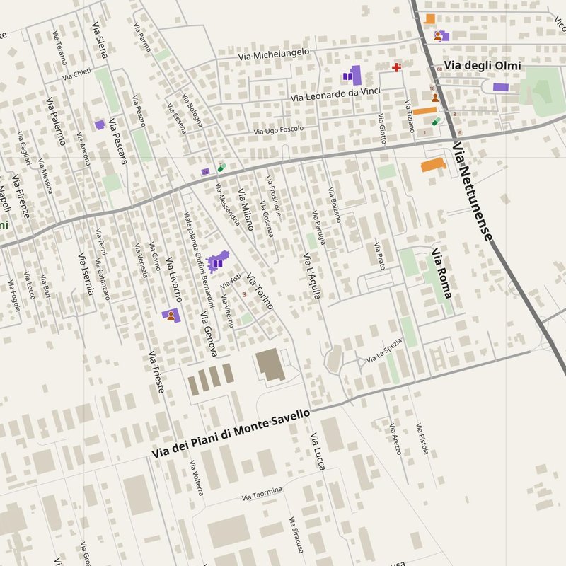Albano Laziale map with house numbers, hospitals, police and fire stations — printable PDF, Italy