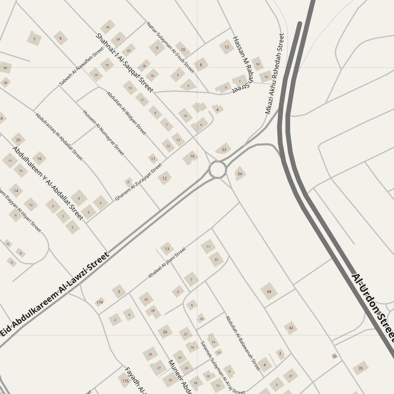 Al Jubayhah street map with house numbers — printable address map PDF, Jordan