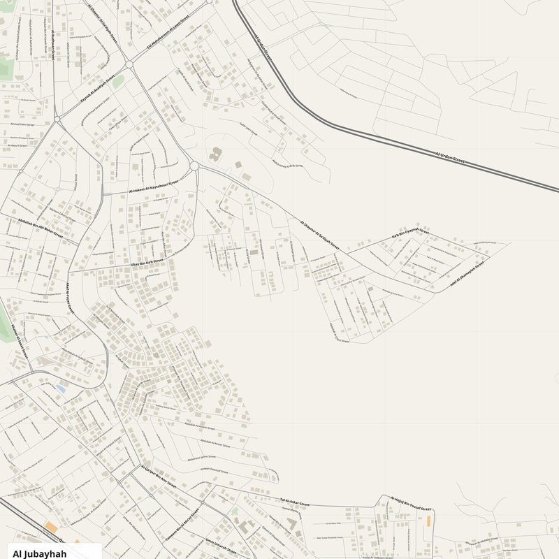 Al Jubayhah Map PDF — Printable Street Map Poster with House Numbers