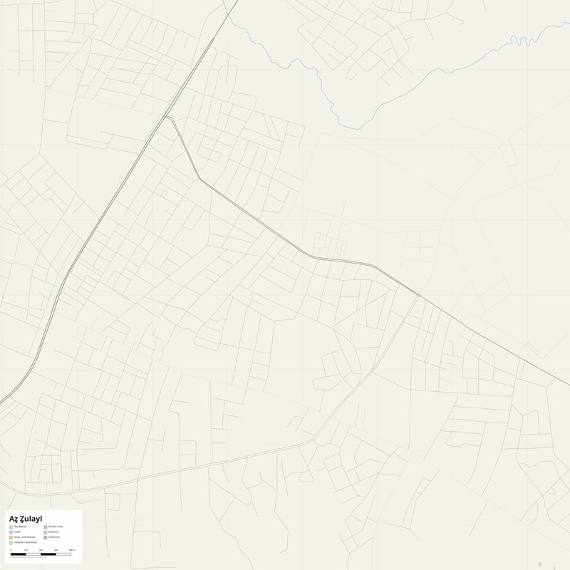 Printable street map poster of Az̧ Z̧ulayl, Jordan