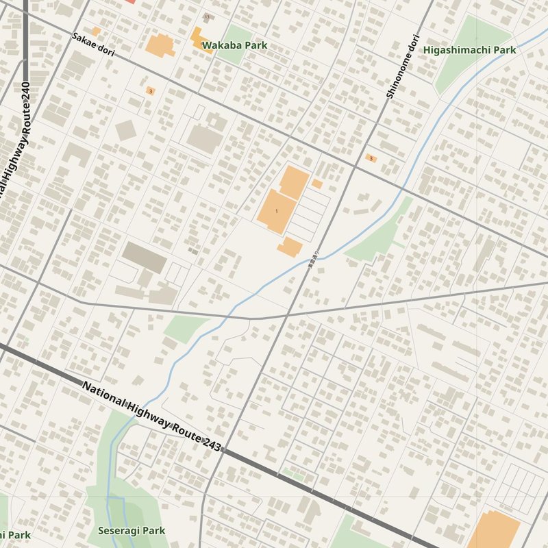 Abashiri street map with house numbers — printable address map PDF, Japan