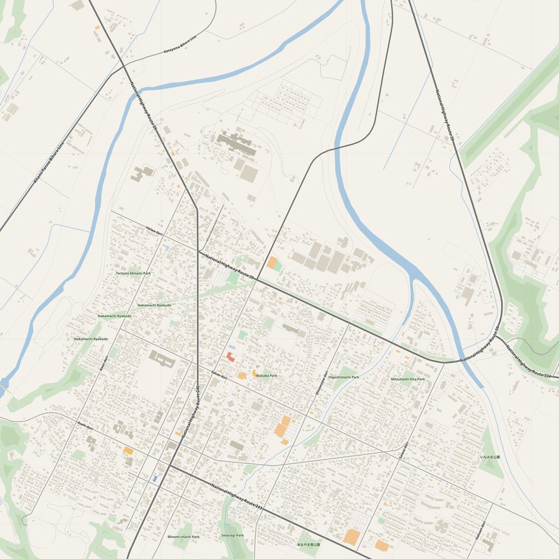Abashiri Map PDF — Printable Street Map Poster with House Numbers