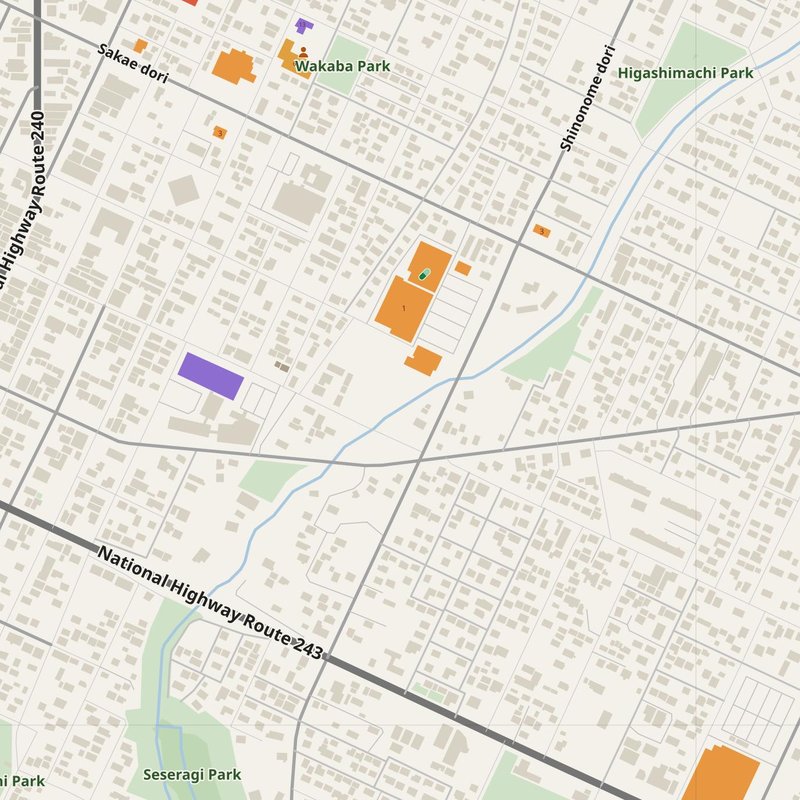 Abashiri map with house numbers, hospitals, police and fire stations — printable PDF, Japan