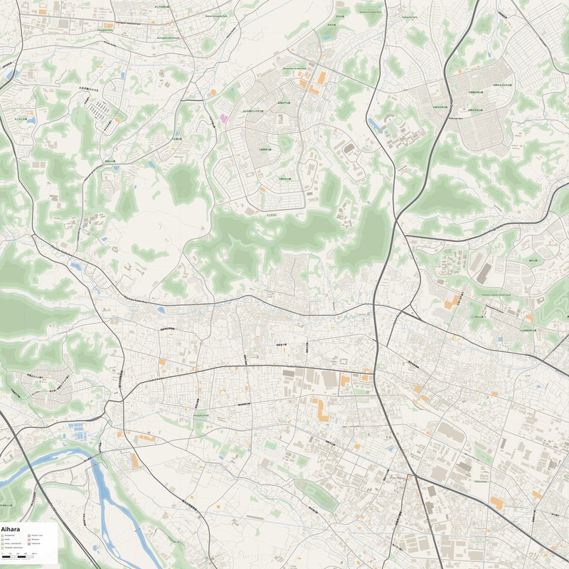 Aihara Map PDF — Printable Street Map Poster with House Numbers