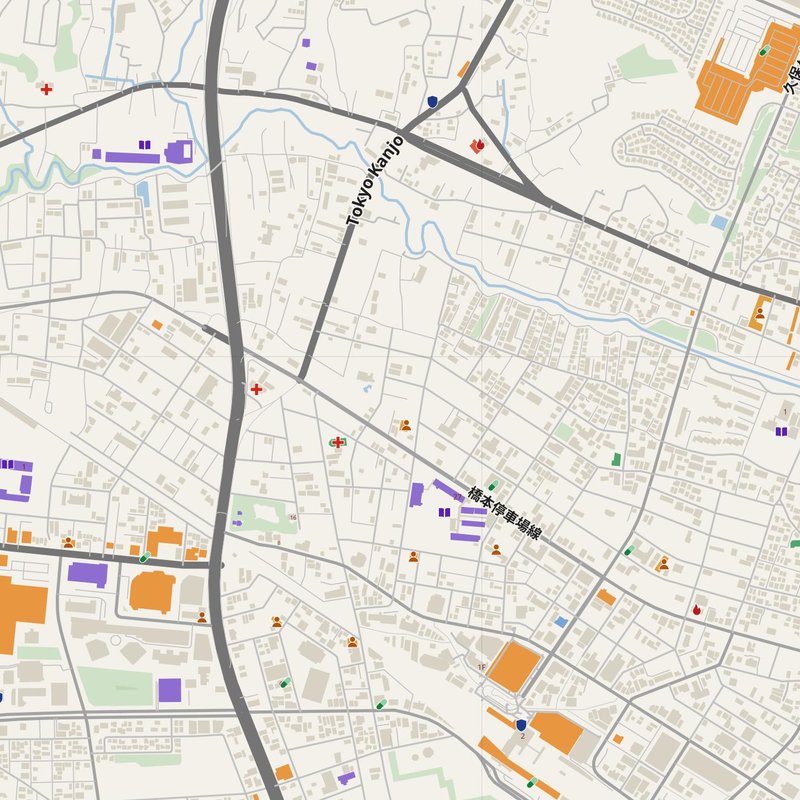 Aihara map with house numbers, hospitals, police and fire stations — printable PDF, Japan