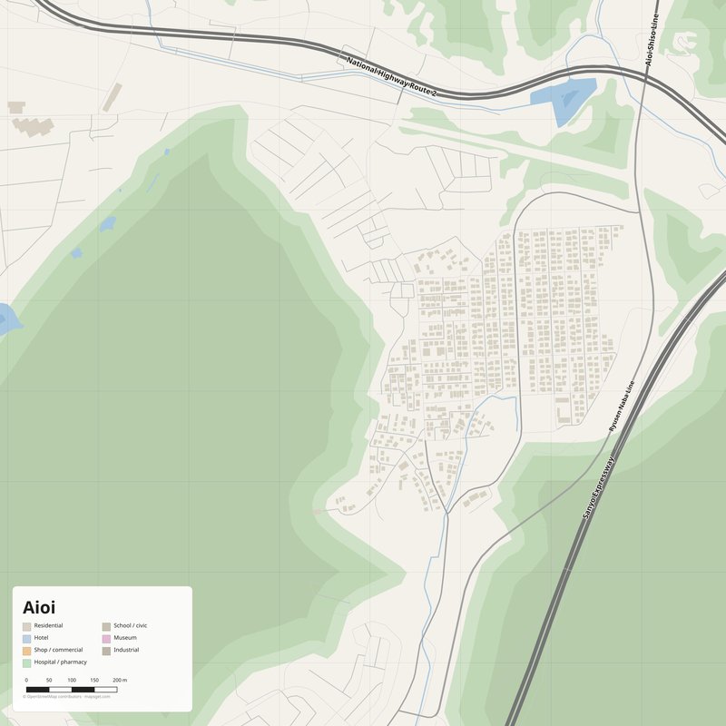 Aioi 地図 PDF — 番地入り印刷用ストリートマップ