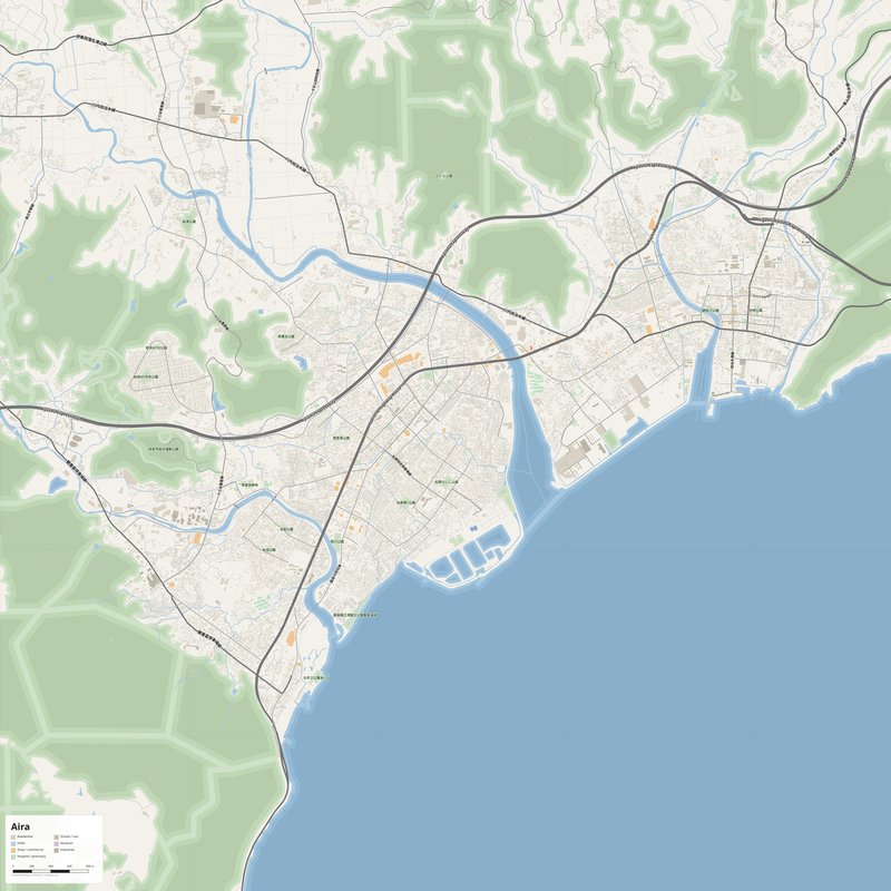 Aira 地図 PDF — 番地入り印刷用ストリートマップ
