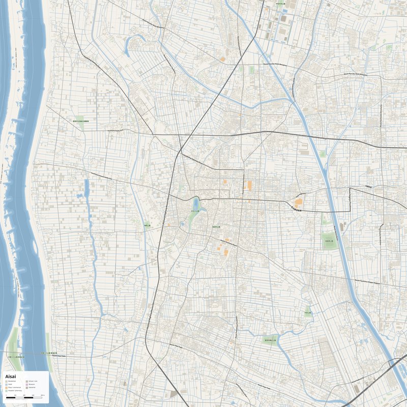 Aisai 地図 PDF — 番地入り印刷用ストリートマップ