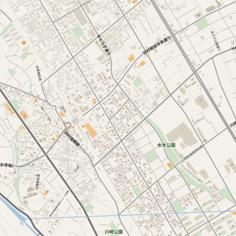 Akiruno street map with house numbers — printable address map PDF, Japan