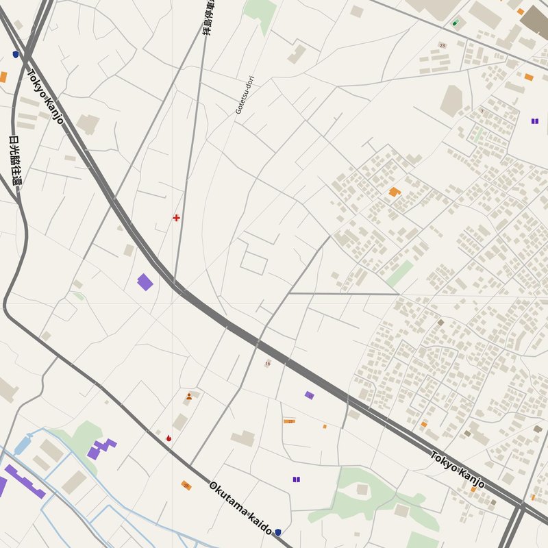 Akishima map with house numbers, hospitals, police and fire stations — printable PDF, Japan