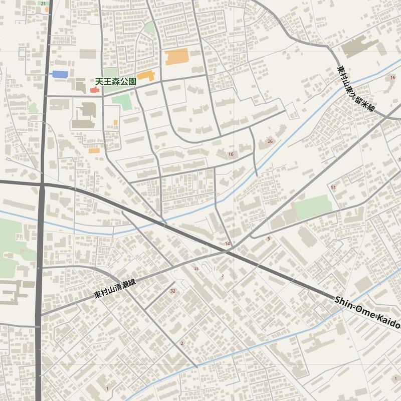 Higashimurayama street map with house numbers — printable address map PDF, Japan