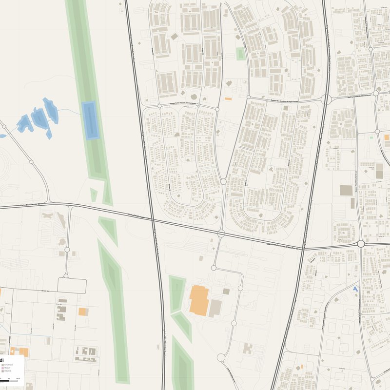 Al Aḩmadī Map PDF — Printable Street Map Poster with House Numbers