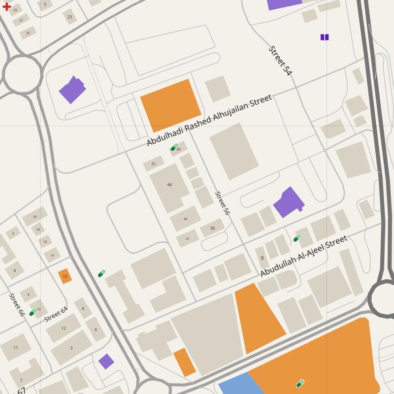 Al Faḩāḩīl map with house numbers, hospitals, police and fire stations — printable PDF, Kuwait