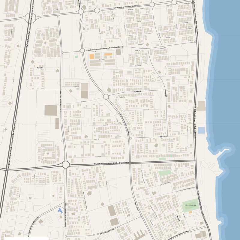 Al Manqaf Map PDF — Printable Street Map Poster with House Numbers