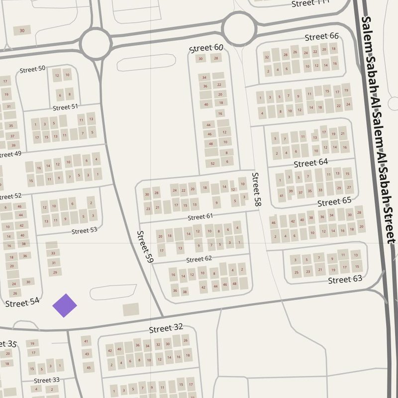 Al Manqaf map with house numbers, hospitals, police and fire stations — printable PDF, Kuwait