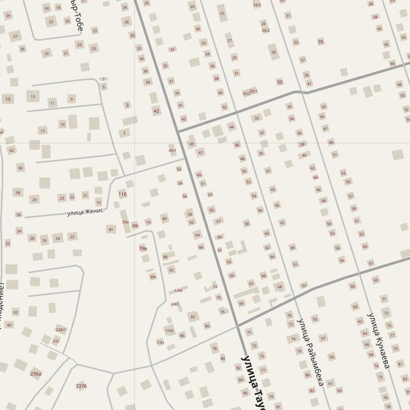 Abay street map with house numbers — printable address map PDF, Kazakhstan