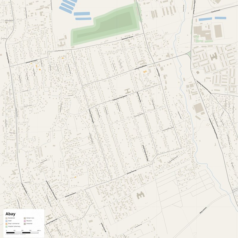 Abay Map PDF — Printable Street Map Poster with House Numbers
