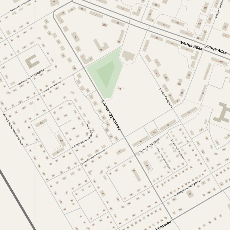 Abay street map with house numbers — printable address map PDF, Kazakhstan