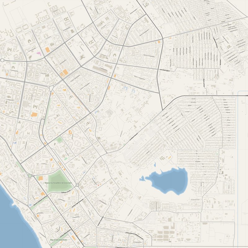 Aktau Map PDF — Printable Street Map Poster with House Numbers