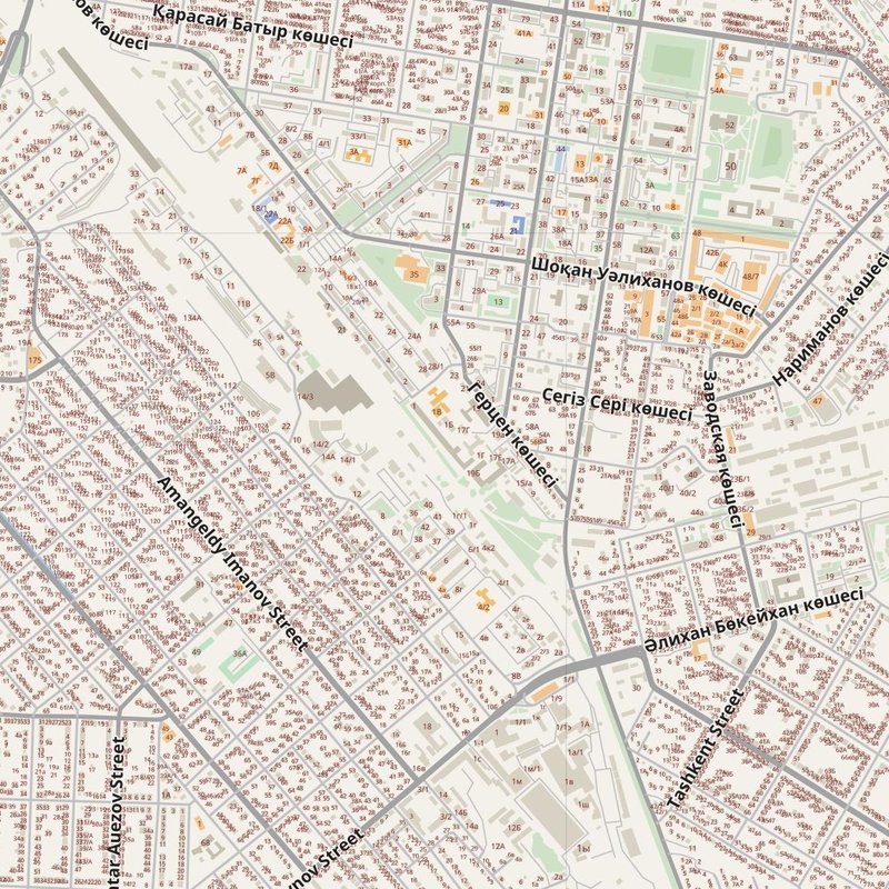 Aktobe street map with house numbers — printable address map PDF, Kazakhstan