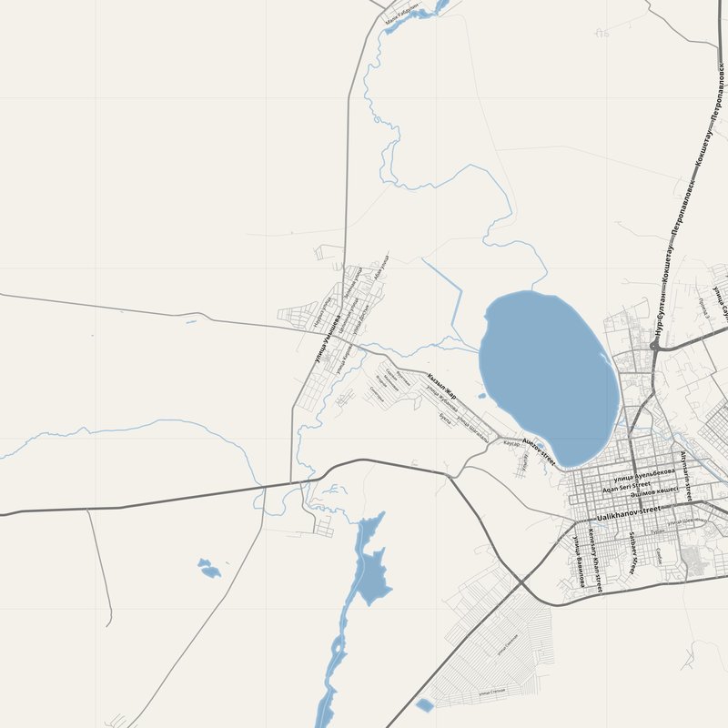 Kokshetau Map PDF — Printable Street Map Poster with House Numbers