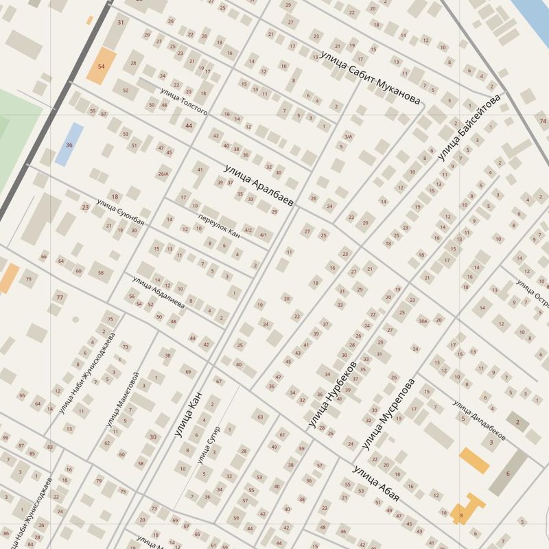 Zhetysay street map with house numbers — printable address map PDF, Kazakhstan
