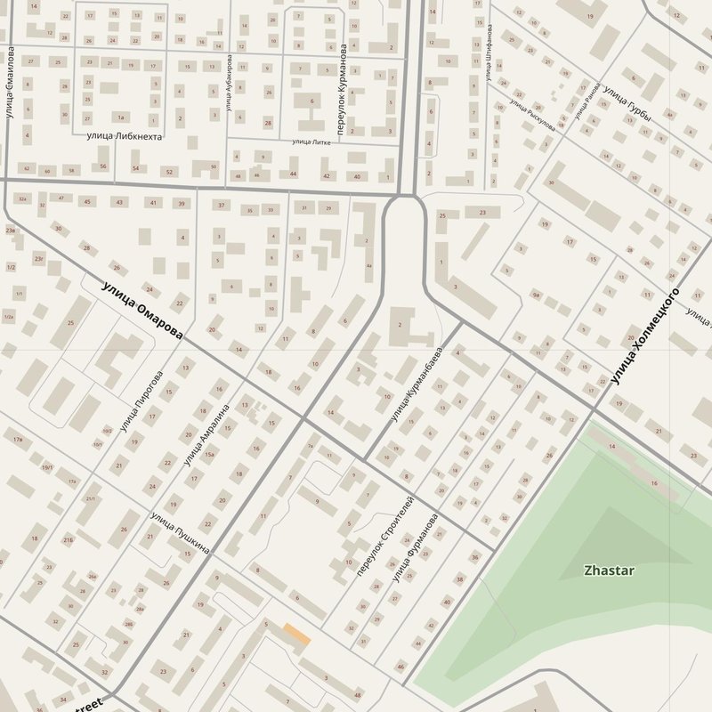 Zhezqazghan street map with house numbers — printable address map PDF, Kazakhstan