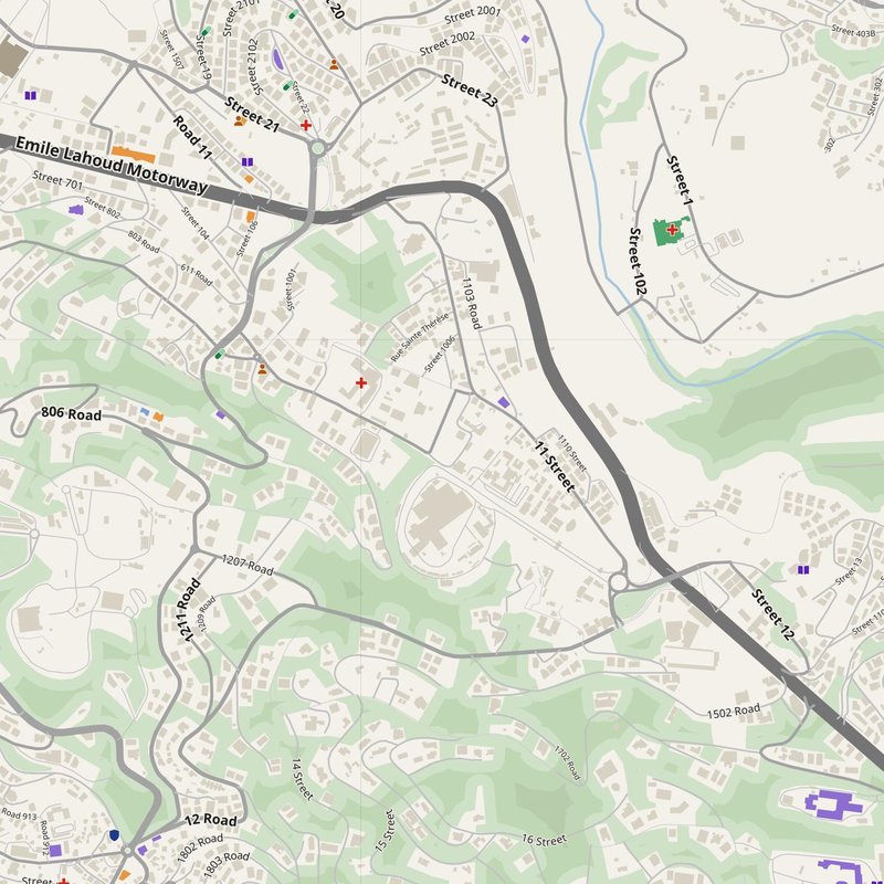 Aley map with house numbers, hospitals, police and fire stations — printable PDF, Lebanon
