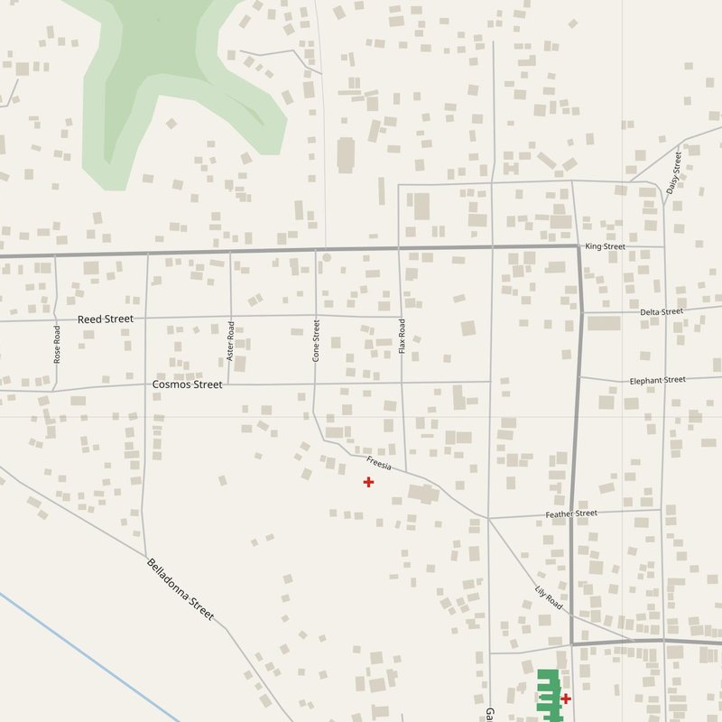 Greenville map with house numbers, hospitals, police and fire stations — printable PDF, Liberia