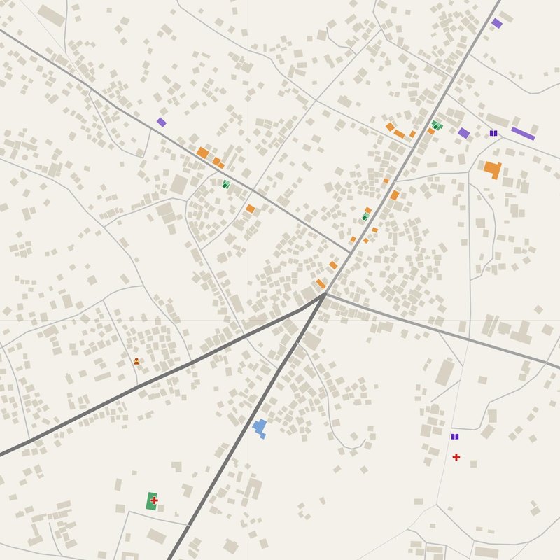 Voinjama map with house numbers, hospitals, police and fire stations — printable PDF, Liberia