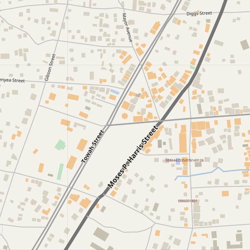 Zwedru street map with house numbers — printable address map PDF, Liberia