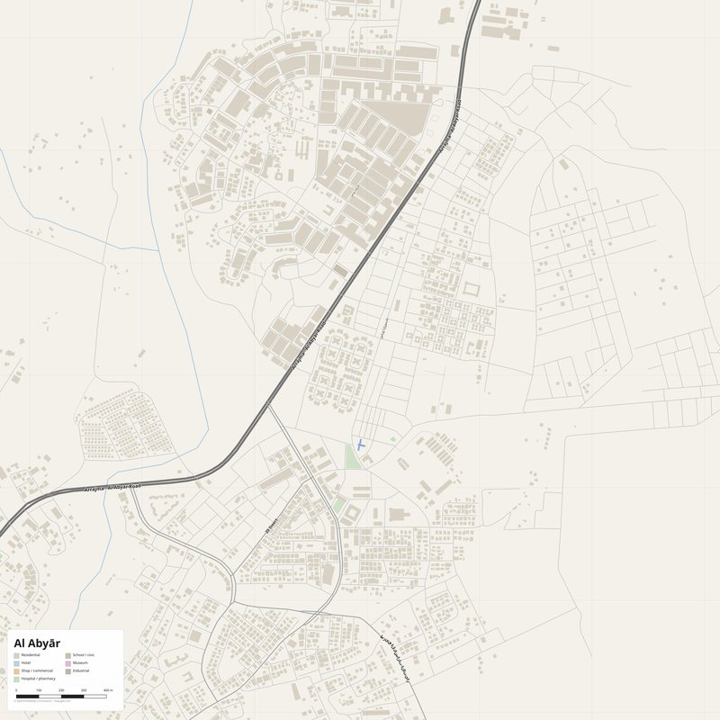 Al Abyār Map PDF — Printable Street Map Poster with House Numbers