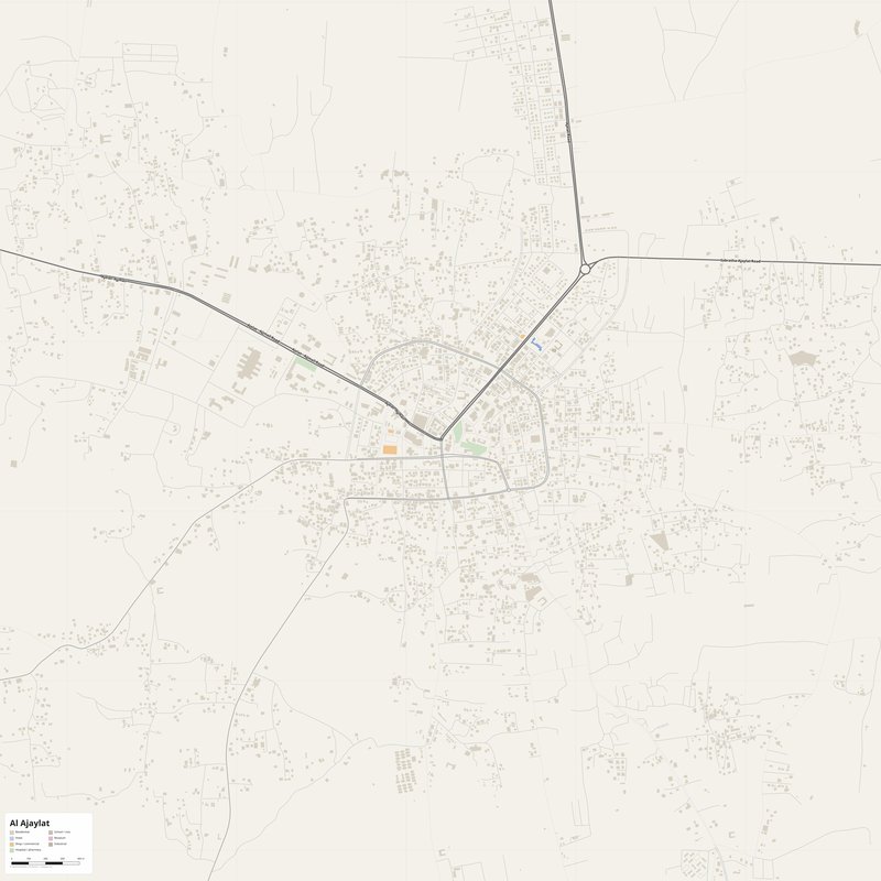 Al Ajaylat Map PDF — Printable Street Map Poster with House Numbers