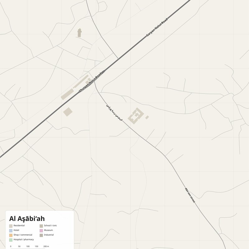 Al Aşābi‘ah Map PDF — Printable Street Map Poster with House Numbers