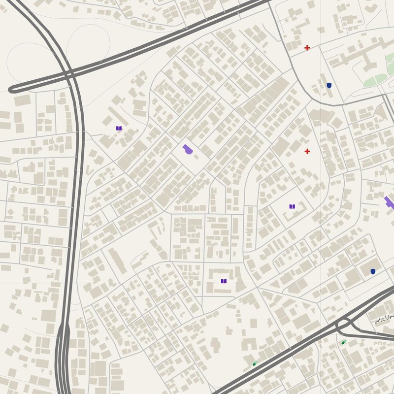 Al Bayḑā’ map with house numbers, hospitals, police and fire stations — printable PDF, Libya