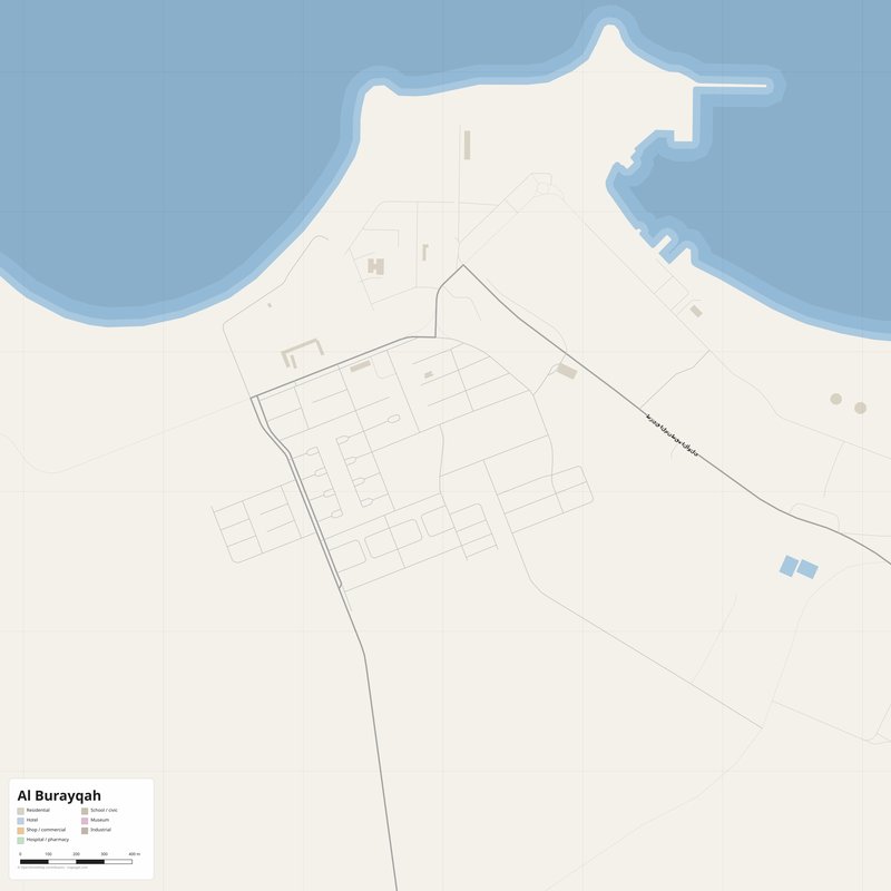 Al Burayqah Map PDF — Printable Street Map Poster with House Numbers