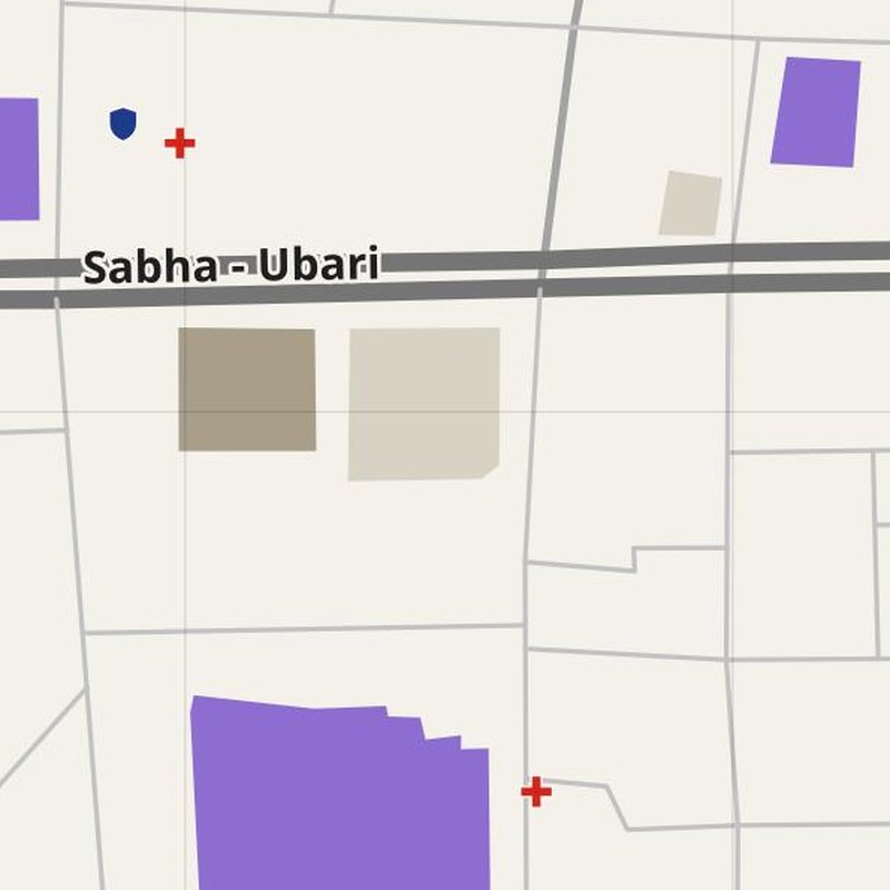 Al Ghurayfah map with house numbers, hospitals, police and fire stations — printable PDF, Libya